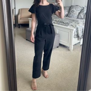 Calvin Klein Flutter Sleeve Tapered Leg Belted Jumpsuit Size 2